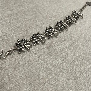 Silver Geometric Link Bracelet pewter